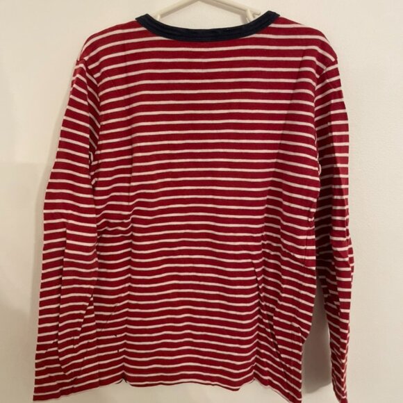 J.Crew Crewcuts Kids' long-sleeve pocket T-shirt in red stripe Medium Size 8 - 9 - Picture 3 of 4